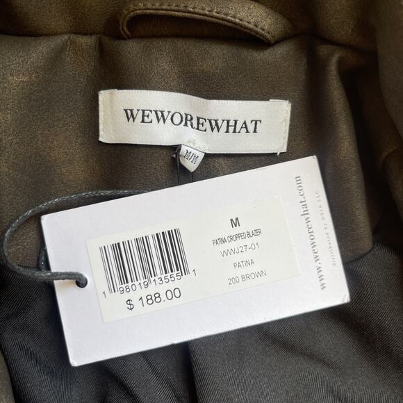 NWT WeWoreWhat x Revolve Faux Leather Blazer Jacket Brown Womens Size Medium - Picture 6 of 9